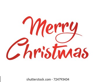 The gradient red isolated hand writing word Merry Christmas on white blackground