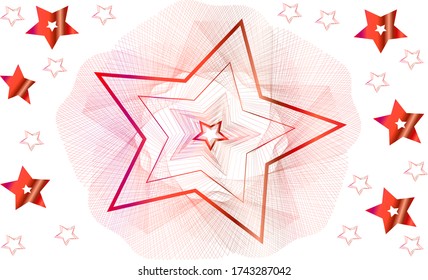 gradient of red lines of geometric shapes on a white background