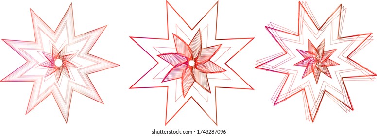 gradient of red lines of geometric shapes on a white background