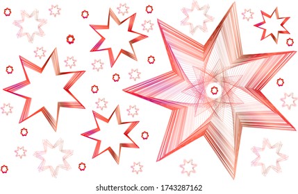 gradient of red lines of geometric shapes on a white background