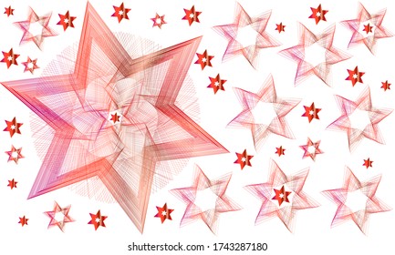 gradient of red lines of geometric shapes on a white background
