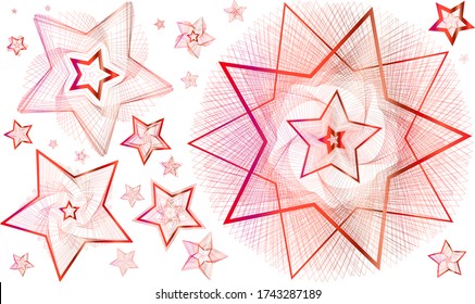 gradient of red lines of geometric shapes on a white background