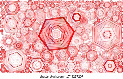 gradient of red lines of geometric shapes on a white background