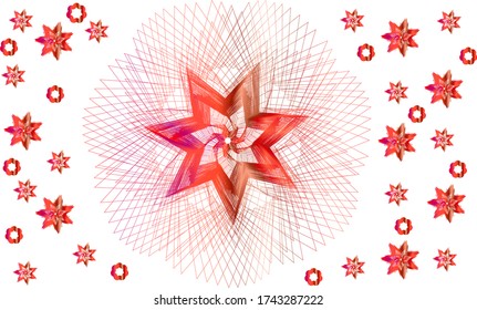 gradient of red lines of geometric shapes on a white background