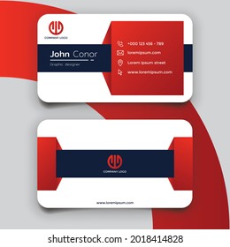Plantilla de tarjeta de negocios moderna de color rojo degradado. Plantilla vectorial de la tarjeta de nombre de diseño de la plantilla. Modo CMYK