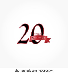 gradient red ribbon anniversary logo vector