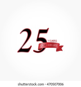gradient red ribbon anniversary logo vector