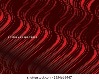Gradient red wavy lines abstract pattern design. Vector background. Realistic 3d wallpaper with luxury flowing lines, perfect for posters, celebrations, websites, flyers, banners, apps, etc.