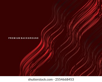 Gradient red wavy lines abstract pattern design. Vector background. Realistic 3d wallpaper with luxury flowing lines, perfect for posters, celebrations, websites, flyers, banners, apps, etc.