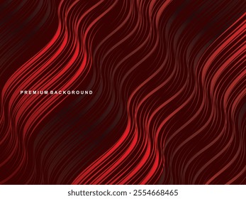 Gradient red wavy lines abstract pattern design. Vector background. Realistic 3d wallpaper with luxury flowing lines, perfect for posters, celebrations, websites, flyers, banners, apps, etc.