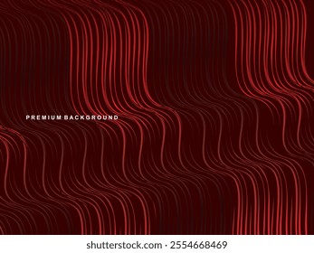 Gradient red wavy lines abstract pattern design. Vector background. Realistic 3d wallpaper with luxury flowing lines, perfect for posters, celebrations, websites, flyers, banners, apps, etc.