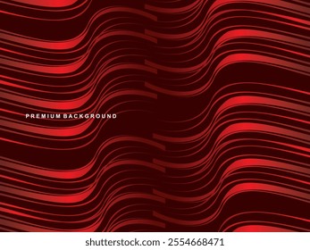 Gradient red wavy lines abstract pattern design. Vector background. Realistic 3d wallpaper with luxury flowing lines, perfect for posters, celebrations, websites, flyers, banners, apps, etc.