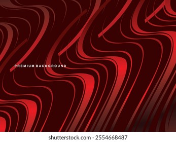 Gradient red wavy lines abstract pattern design. Vector background. Realistic 3d wallpaper with luxury flowing lines, perfect for posters, celebrations, websites, flyers, banners, apps, etc.
