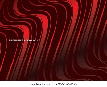 Gradient red wavy lines abstract pattern design. Vector background. Realistic 3d wallpaper with luxury flowing lines, perfect for posters, celebrations, websites, flyers, banners, apps, etc.