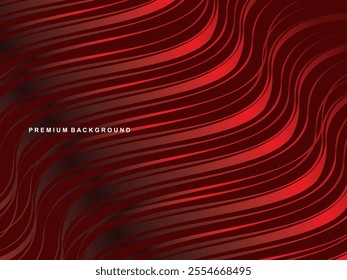 Gradient red wavy lines abstract pattern design. Vector background. Realistic 3d wallpaper with luxury flowing lines, perfect for posters, celebrations, websites, flyers, banners, apps, etc.
