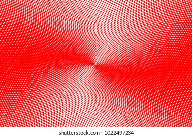 Gradient red white halftone dots pattern texture background.  Modern dotted vector  illustration. Abstract curves. Points backdrop. Grungy spotted pattern