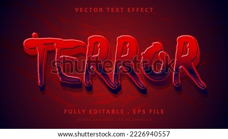Gradient Red Word Terror Editable Text Effect Design Template. Effect Saved In Graphic Style