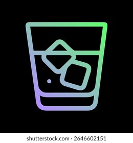 Gradient refreshment Drink with ice cubes. Icon Symbol Illustration