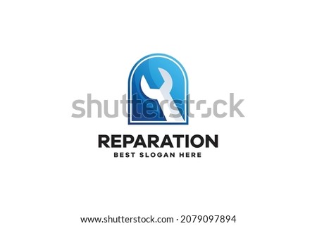Gradient Reparation Logo with Blue Color