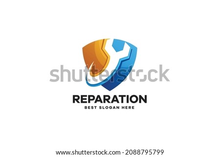 Gradient Reparation Logo With Defense Shape