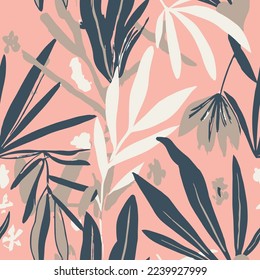 Gradient Repeated Nature Natural Tree Paint Design. White Repetitive Abstract Modern Foliage Invitation Pattern. Hippie Continuous Creative Flora Surface Wallpaper.