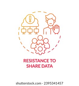 Gradient resistance to shared data concept thin line icon, isolated vector representing data democratization.