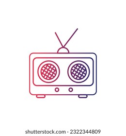 Farbverlauf-Retro-Radio-Symbol. Flache Illustration von Retro-Radio-Vektorsymbol für Webdesign