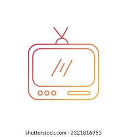 Icono de tv retro gradiente sobre fondo blanco, estilo de línea, ilustración vectorial
