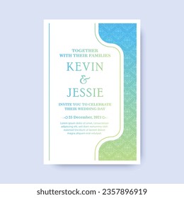 gradient retro wedding invitation template	