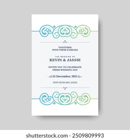 gradient retro wedding invitation template