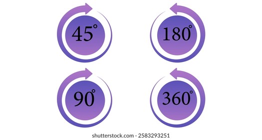 Gradient Rewind Degrees Design Symbols Flat Vector Illustration.	