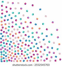 Gradient Rhombus Vector White Background. Multicolored Perspective Block Paper. Graphic Element Cover. Rainbow Box 3d Image.