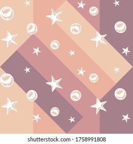 Gradient rhombus, White stars and balloons pattern.