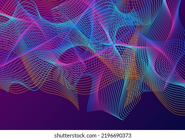 Gradient Ribbon Background Violet Vector. Futuristic Texture. Bright Wave Connect. Form Contour Banner. Neon Flow.