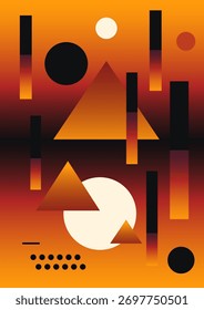 Cintas y círculos degradados. Cartel moderno del gradiente en un fondo oscuro. Cubra la Plantilla con Formas geométricas brillantes y en perspectiva. Vector.