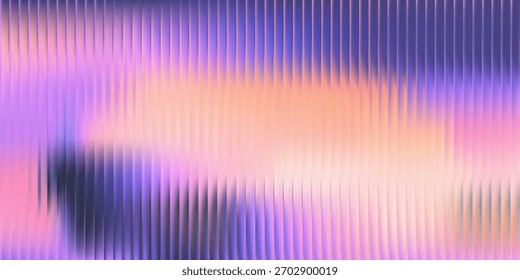 Gradient ripple glass texture background, vertical reeded distortion, prism refraction, luminous ribbed bands. Fractal optical surface, soft blur, modern abstract field, vector illustration.