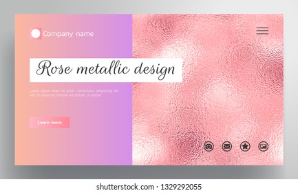 Gradient and rose foil background for website, branding or presentation