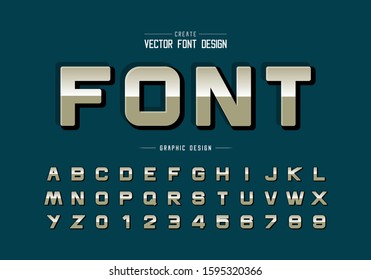 Gradient round font and reflective alphabet vector, Design typeface letter and number, Graphic text on background