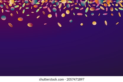 Fondo morado feliz de redondeo degradado. Fondo de punto transparente arcoiris. Papel tapiz de la celebración. Postal de vuelo mágico.