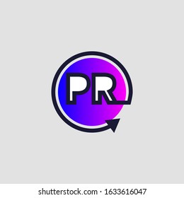 Gradient round logo with letters pr, public relations vector icon