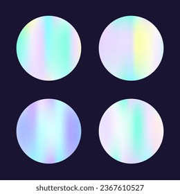 Conjunto de redondeo degradado con malla holográfica. Holograma abstracto. Conjunto redondeado de degradado neón. Plantilla gráfica minimalista de 90, 80 estilo retro para folletos, banner, papel tapiz, pantalla móvil.
