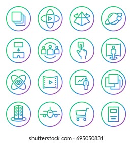 Gradient Rounded Line icons for Virtual Reality innovation technologies.