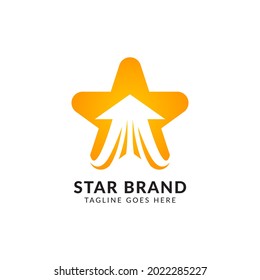 gradient rounded star with negative up arrow simple vector logo design element