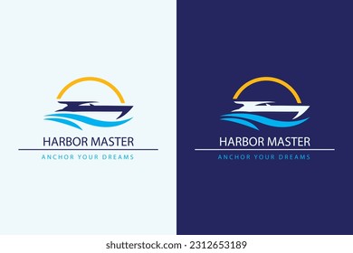 Gradient sailboat, speed boat, shipment boat template design