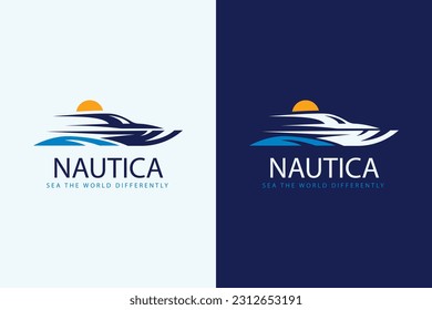 Gradient sailboat, speed boat, shipment boat template design
