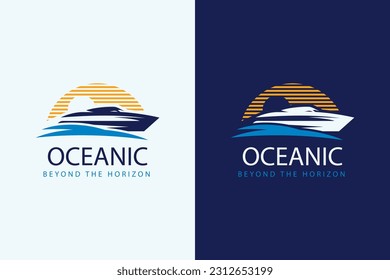 Gradient sailboat, speed boat, shipment boat template design