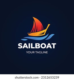 Gradient sailboat, speed boat, shipment boat template design