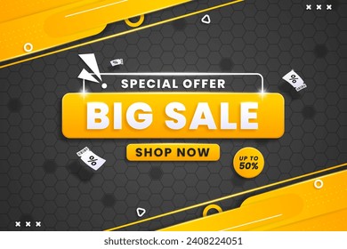 Gradient sale background with special offer details on abstract black and yellow background	