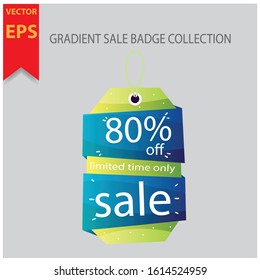 gradient sale badge. Sale discount icons. Banner shape, various colors. Special offer price signs. and percent off reduction symbols. Geometric vector banner. Gradient liquid shape badge. Vector