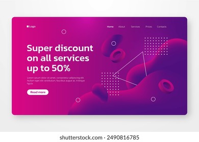Gradient sale landing page template vector design in eps 10